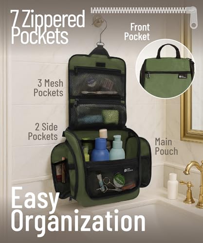 D&D Wanderlust D&D Hanging Travel Toiletry Bag for Men and Women – Cosmetics, Makeup and Toiletries Organizer Kit with 10 Compartments - color: 2 Pack Green