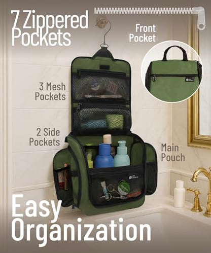 D&D Wanderlust D&D Hanging Travel Toiletry Bag for Men and Women – Cosmetics, Makeup and Toiletries Organizer Kit with 10 Compartments - color: 2 Pack Green