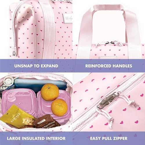 Fit & Fresh Remi Lunch Bag for Women Work – Neoprene Lunch Tote with Containers & Ice Pack, Reusable Meal Prep Lunch Box, Large Capacity, Machine Washable, Tiny Hearts - color: Tiny Hearts