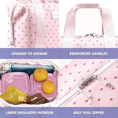 Fit & Fresh Remi Lunch Bag for Women Work – Neoprene Lunch Tote with Containers & Ice Pack, Reusable Meal Prep Lunch Box, Large Capacity, Machine Washable, Tiny Hearts - color: Tiny Hearts