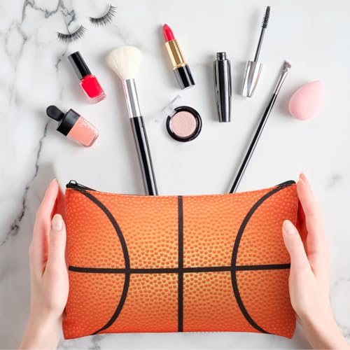 Eccliy 20 Pcs Basketball Makeup Bags Bulk Sport Team Gifts Basketball Cosmetic Bag Accessories for Women Toiletry Zipper Pouch Travel Canvas Gifts Stuff for Party Team Players Lover - size: 8 x 5 Inch, style: Basketball