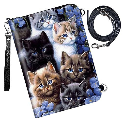 Passport Wallet,Family Passport Holder,Family Passport Bags for Travel,Travel Document Organizer Credit Cards Case with Removable Wristlet Strap for Women and Men,Cute Cat - color: Cute Cat