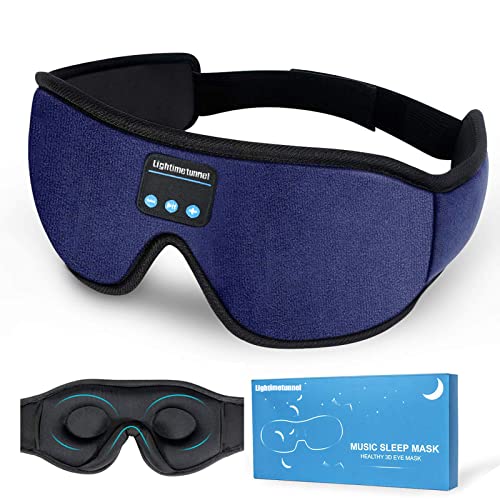 Sleep Headphones, 3D Bluetooth Sleep Mask, LIGHTIMETUNNEL Washable Sleeping Headphones with Ultra Thin Stereo Speakers Microphone Hands Free for Insomnia Travel Blue Color - color: Blue