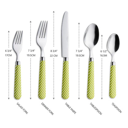 ANNOVA Silverware Set Stainless Steel Colorful Tableware Kitchen Flatware Set Utensils, Includes Dinner Knives, Forks, Spoons, Salad Forks & Dessert Spoons (Light Green, 20 Pieces) - color: Light Green