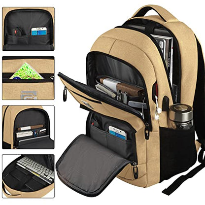 Volher Laptop Backpack,Business Travel Anti Theft Slim Durable Laptops Backpack,Water Resistant College Computer Bag for Women & Men Fits 15.6 Inch Laptop and Notebook-Khaki - color: Khaki, size: 15.6 Inch, style: Laptop