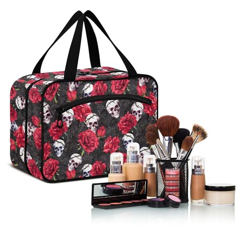 MNSRUU Toiletry Bag, Gothic Skulls Pattern, Waterproof Cosmetic Case for Travel, Women - color: Skulls 007