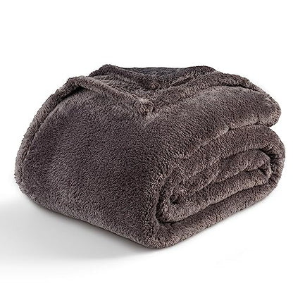 Berkshire Blanket Classic Extra-Fluffy™ Plush Blanket King Size, Soft Fuzzy Fluffy Long Hair Blanket for Couch Sofa Bed, Shadow Grey, 90x108 Inches - color: Shadow Grey, size: King/Cal King