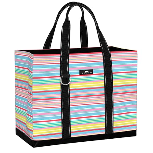 SCOUT Original Deano Tote - Durable Lightweight Open Top Beach, Pool & Lake Bag, Inside Zip Pocket, Folds Flat - color: Ripe Stripe