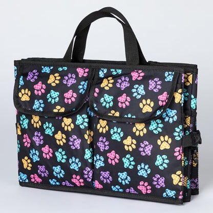 GreaterGood Collapsible Paw Print Car Trunk Organizer with 6 Pockets Truck SUV and Sedan Caddy With Compartment Vehicle Storage Container (Argyle Paws) - color: Argyle Paws