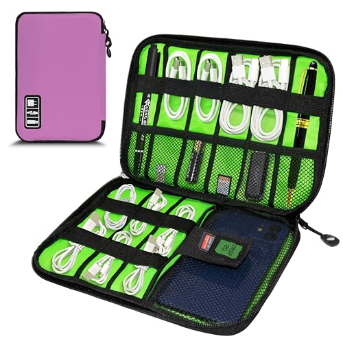 Electronics Organizer,Travel Cord Organizer Pouch, Portable Cable Organizer Bags,Travel Electronic Accessories Storage Case for Cables, Cords, Charger, Phone (Pink) - color: A9-0-M-Pink, size: Medium