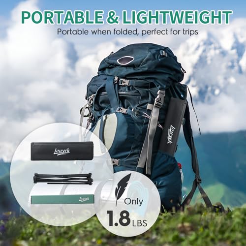 JOUYEK Small Camping Table, Ultralight Aluminum Folding Table with Carrying Bag, Portable & Lightweight Camping Side Table for Outdoor Camping, Picnic, Beach and Fishing, Green - color: Green