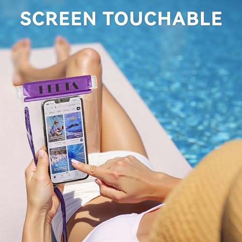 HEETA 5-Pack Clear Waterproof Dry Bag Pouch, Water Tight Cases Dry Bags Document Holder for Camera Mobile Phone Maps, Kayaking Boating - color: Purple