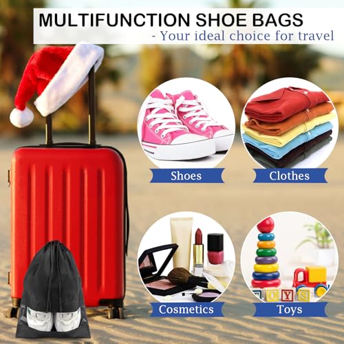 COIDEA 18 Pack Shoe Bags for Travel, Large Travel Shoe Bags for Packing with Clear Window, Dustproof Drawstring Travel Shoe Storage Bags Travel Essentials for Men & Women, Black