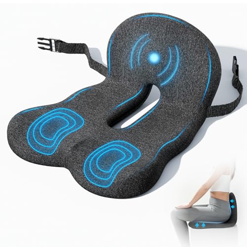 Seat Cushion, Seat Cushions for Office Chair, Ergonomic Coccyx Cushion, Breathable Non-Slip Memory Foam Pad for Long Sitting, Gaming Chair & Car Seat - color: Dark Gray