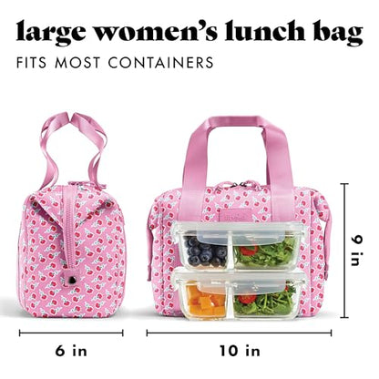 Fit & Fresh Remi Lunch Bag for Women Work – Neoprene Lunch Tote with Containers & Ice Pack, Reusable Meal Prep Lunch Box, Large Capacity, Machine Washable, Sweet Pink Block - color: Sweet Pink Block
