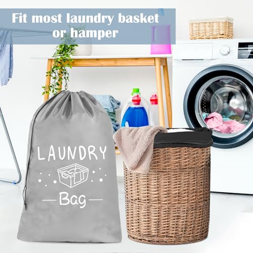 Sylfairy 2 Pack Extra Large Travel Laundry Bag, Rip-Stop Dirty Clothes Shoulder Bag with Drawstring, Heavy Duty Travel Laundry Bag, Large Laundry Hamper Liner (Black+Light Grey, 24" x 36") - color: Black+Light Grey