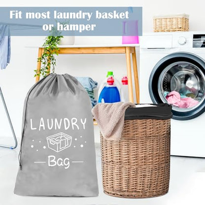 Sylfairy 2 Pack Extra Large Travel Laundry Bag, Rip-Stop Dirty Clothes Shoulder Bag with Drawstring, Heavy Duty Travel Laundry Bag, Large Laundry Hamper Liner (Black+Light Grey, 24" x 36") - color: Black+Light Grey