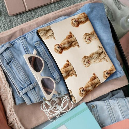 Labradoodle Dog Makeup Bag, Labradoodle Lovers Gifts Cosmetic Bag for Women, Dog Mom Lovers Owner Gifts for Women Christmas, Pet Lover Gift Zipper Travel Makeup Pouch for Purse - color: labradoodle