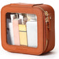 Aveniee Mini Clear Makeup Bag, Small Cosmetic Bags Travel Toiletry Pouch Organizer, TSA Approved Make up Case with Zipper, Car Bag for Essentials,Brown - color: Brown, style: Mini Chic
