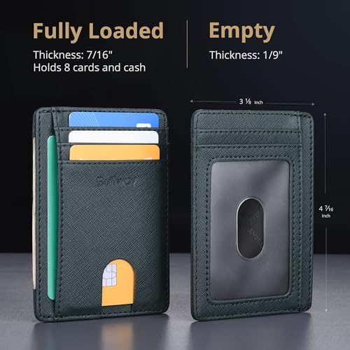 Buffway Slim Minimalist Front Pocket RFID Blocking Leather Wallets for Men and Women - Cross Blackish Green - color: Cross Blackish Green