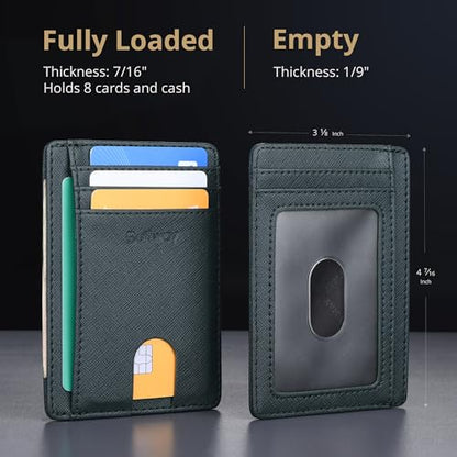 Buffway Slim Minimalist Front Pocket RFID Blocking Leather Wallets for Men and Women - Cross Blackish Green - color: Cross Blackish Green