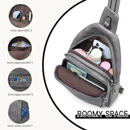 Leresas Sling Bag for Women Crossbody Bags Sling Purse Cross Body Backpack Vegan Leather Over Shoulder Bag Travel Handbag Gifts Dark Grey - color: Drak Grey