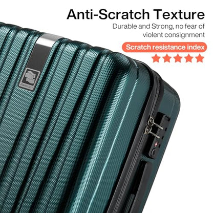 Hanke Luggage Sets 3 piece Carry On Luggage with Wheels PC Hard Shell Suitcases Lightweight Checked Travel Luggage Large Travel Suitcase Woman Men 20/24/29 Inch(Blackish Green) - color: Blackish Green, size: 3 Piece Set（20/24/29）