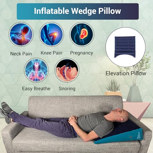 Leg Elevation Pillow by Recovery Wedge, Inflatable Wedge Pillow for Sleeping and Post-Surgical, Improve Circulation and Reduce Swelling, Speed Injury Recovery. (Small Triangle) - size: Small Triangle