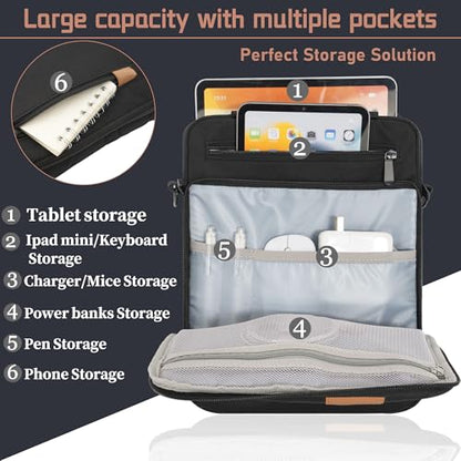 12.9 Inch Tablet Sleeve Bag, Padded Carrying Case for 13" iPad Air M4 M3 M2 2026-2024, iPad Pro M5 M4 M2 M1, Samsung Galaxy Tab S9 FE+/S9+/S8+/S7 FE/S7+ 12.4" 2022/2023, Surface Laptop Go 12.4" - color: Black, size: 12.9 Inch