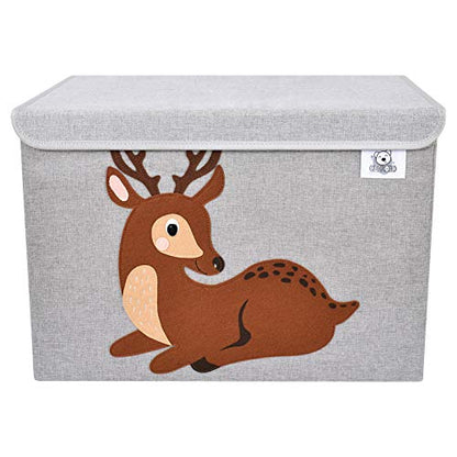 Foldable Large Kids Toy Chest with Flip-Top Lid, Collapsible Fabric Animal Toy Storage Organizer/Bin/Box/Basket/Trunk for Toddler, Children and Baby Nursery (Deer) - color: Deer