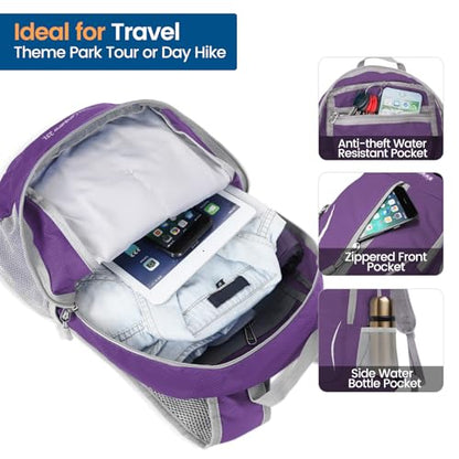 ZOMAKE Ultra Lightweight Packable Backpack 25L, Foldable Hiking Backpacks Water Resistant Small Folding Daypack for Travel(Purple) - color: Purple