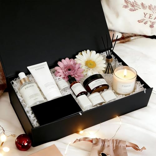 Aimyoo Black Gift Box, 13.8x9x4.3 in Presents Box with Lids Magnetic Closure Rectangle Collapsible for Groomsman Proposal Box, Wedding, Birthday Gift Packging 1 Pack - color: Black, size: 1 count (Pack of 1)