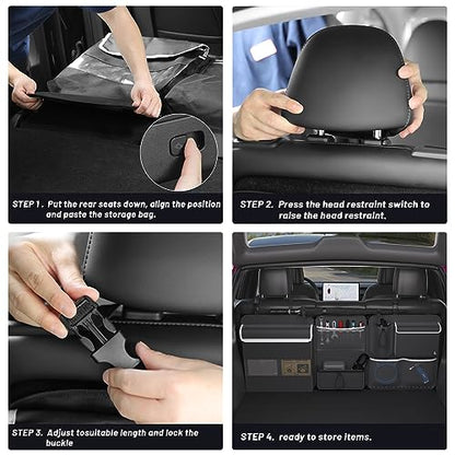 Back Seat Trunk Organizer Hanging Car Organizer Trunk Foldable Cargo Storage with 7 Large Pockets