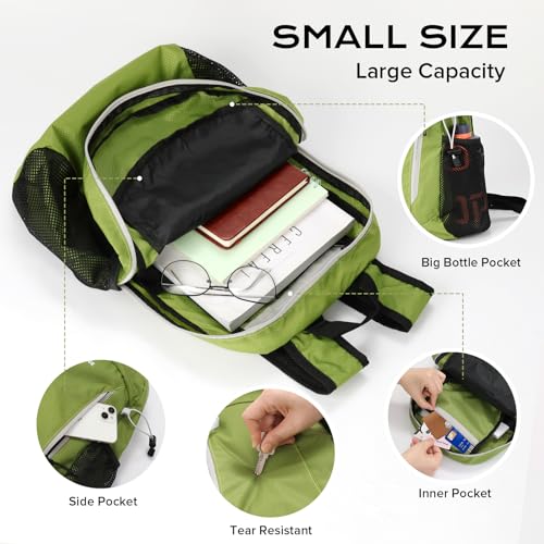 VPBAGE 15L Water-resistant Hiking Daypack, Small Backpack Travel Outdoor, Lightweight Day Pack with Tool Loops - color: Dark Yellow