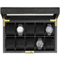 ROTHWELL 10 Slot Leather Watch Box - Luxury Case Display Jewelry Organizer - Locking Watch Display Case Holder with Large Glass Top - Box Organizer for Men and Women (Black/Black) - color: Black / Black