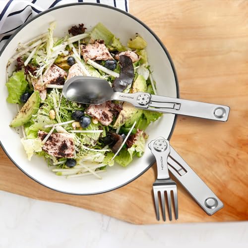 Roxon C2 Camping Utensil 2 in 1 Detachable Folding Cutlery with Fork & Spoon for Outdoor, Camping, Hiking, Easy to Carry Highly Practical Tableware