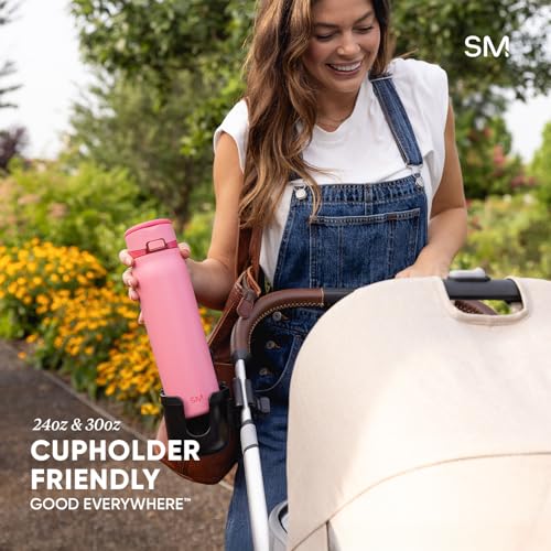 Simple Modern Mesa Loop Water Bottle with Covered Straw and Handle | 24oz Cup Holder Friendly Insulated Stainless Steel Bottles for Travel, Sports and School | Cashew - color: -Cashew, size: 24 Ounces