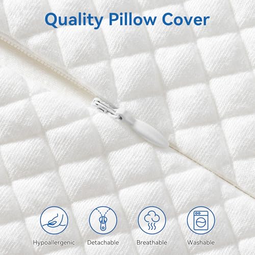 AM AEROMAX Travel Contour Memory Foam Pillow, Cervical Pillow for Neck Pain Relief, Neck Orthopedic Sleeping Pillows for Side, Back and Stomach Sleepers. - color: White, size: Travel Size