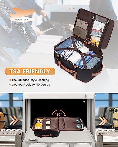 LOVEVOOK Carry On Backpack, 50L Travel Backpack Women with 3 Packing Cubes, TSA Airline Approved Suitcase Bag as Personal Item, Waterproof 18 inch Laptop Backpack for Weekender Overnight,Black-Brown - color: Black-brown, size: 50L-18 Inch-4Pcs