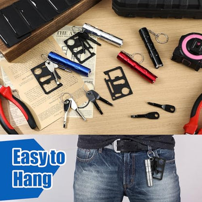 Glooglitter 48 Pcs Men Small Gifts Bulk Mini Screwdriver Flashlight Keychain Set Multitool Credit Card Survival Tool Employee Coworkers Fathers Gifts for Men Dad Husband, No Batteries Included