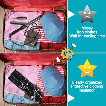 Shappy 2 Pcs Heat Resistant Hair Tools Bag Curling Iron Travel Case Cover Neoprene Flat Iron Holder Travel Case and Silicone Mat Pouch for Hot Hair Tools Storage Organizer(Retro Style) - style: Retro Style