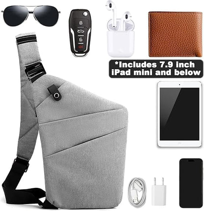 Anti Theft Travel Bag, One Shoulder Large Capacity Cross-body Bag Chest Fashion Lightweight Sling Bags for Travel Sports - color: Grey, style: Left Shoulder
