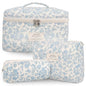 GISMTR 3Pcs Cotton Quilted Makeup Bag Large Travel Cosmetic Bag Coquette Makeup Pouch Cute Aesthetic Floral Toiletry Bag for Women Girls - color: flower-B