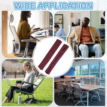 PATIKIL 18x4.3 in Office Chair Armrest Covers, 1 Pair Office Chair Arm Covers Long Computer Chairs Arm Rest Cover with Zipper Removable Rest Slipcover Hand Rest Protector, Burgundy - color: Burgundy, size: 18"