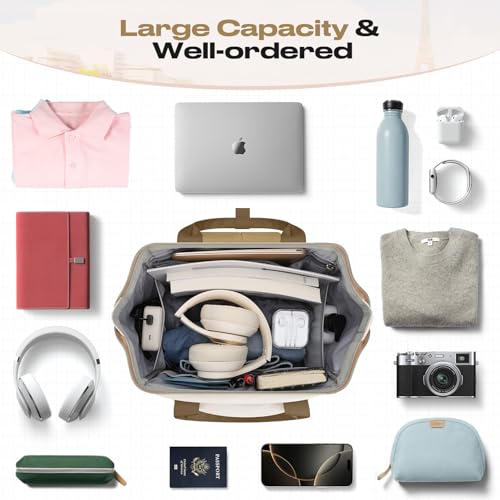 Maelstrom Travel Backpack for Women Men,Laptop Backpack Fits 15.6-17.3 Inch Laptop, Nurse/Work Bag with Insulated Lunch Box (Khaki-beige) - color: Khaki-beige