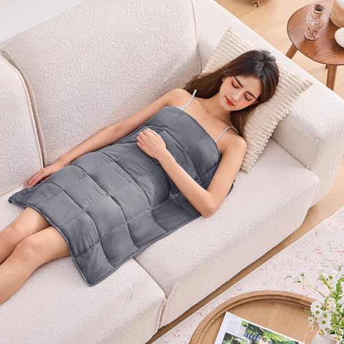 Weighted Lap Blanket for Adults 5lbs, 24"x29" Cooling Heavy Throw Blanket, Portable Travel Weighted Blankets, Soft Small Blankets Gift for Sleeping, Grey - color: Grey, size: 24"x29"-5lbs