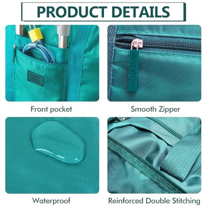 INVODA Travel Bag Lightweight Foldable Travel Duffel Bag Waterproof Sports Gym Bag Tote Carry On Luggage Bag Weekender Overnight Bag (Green+Blue) - color: Green+Blue