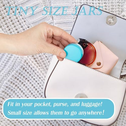 5 Gram Sample Containers with Lids, Mini Makeup Containers, Empty Plastic Travel Cosmetic Containers with Labels(25 Count, Blue Lid) - color: Blue