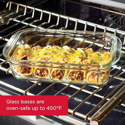 Rubbermaid Brilliance Glass Food Storage Containers, 8 Cup, Set of 2, BPA-Free, Leak-Proof, Clear - size: 8 cups (4-Piece)