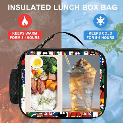 Cat Flag Lunch Bag Insulated Reusable Lunch Box Cooler Thermal Tote Bag For Teenage Boys Girls School Beach - color: Cat Flag